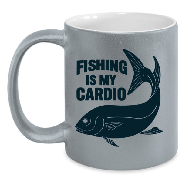 Funny Gift For Fisher Coffee Mug, Fishing Is My Cardio Accent Mug