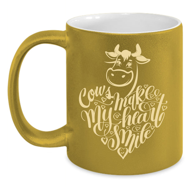 Cows Make My Heart Smile Coffee Mug, I Love Cows Coffee Cup
