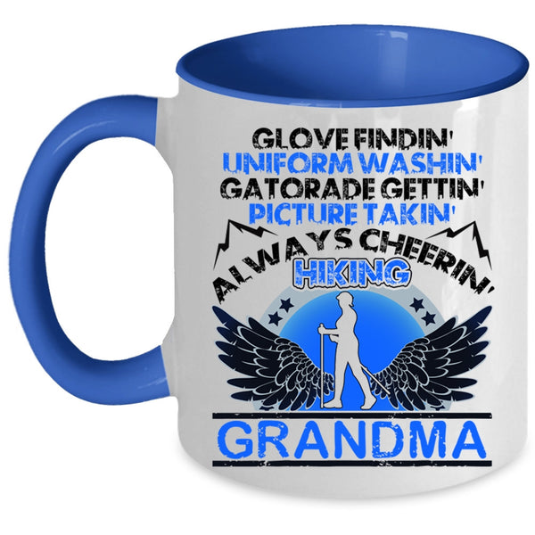 Always Cheering Hiking Grandma Coffee Mug, Glove Finding Picture Taking Accent Mug