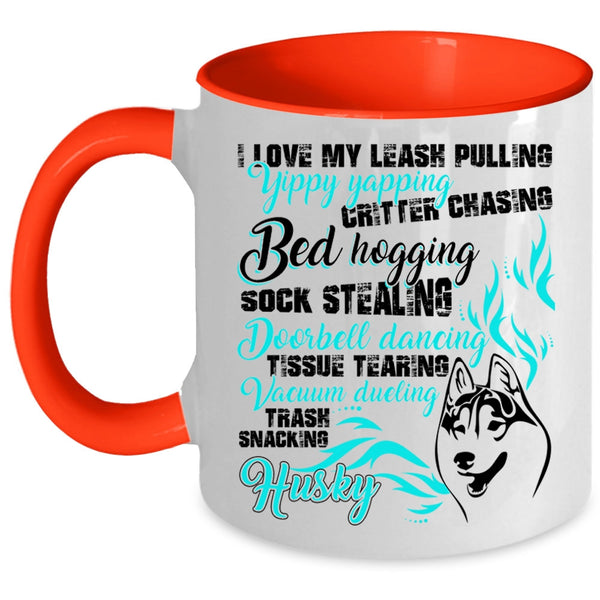 I Love My Husky Coffee Mug, I Love My Leash Pulling Accent Mug