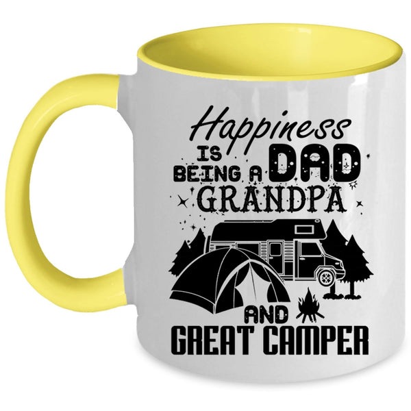 Grandpa And Great Camper Coffee Mug, Happiness Is Being A Dad Accent Mug