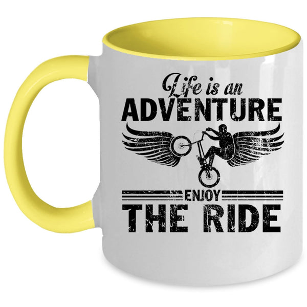 Best Riding Coffee Mug, Life Is An Adventure Enjoy The Ride Accent Mug