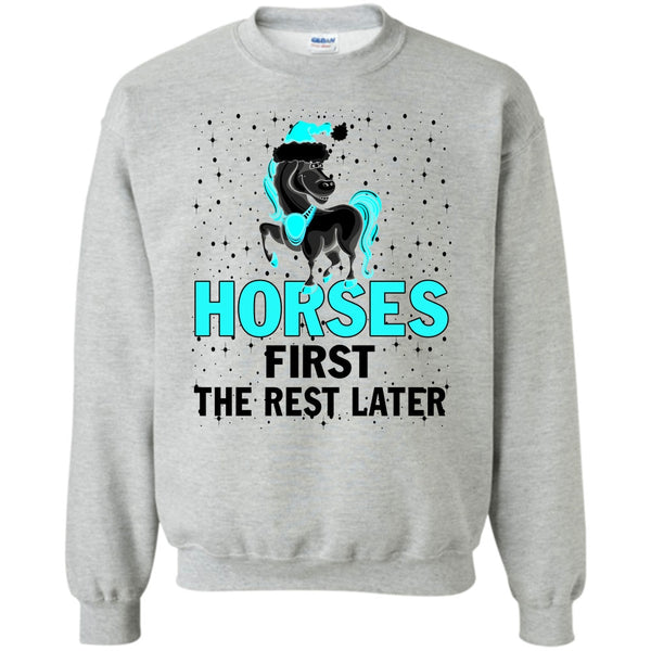 Equestrian Merry Christmas T Shirt, Horses First The Rest Later Sweatshirt