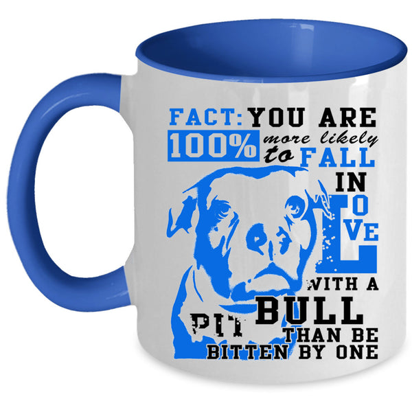 Cute Dogs Coffee Mug, Fall In Love With A Pit Bull Accent Mug