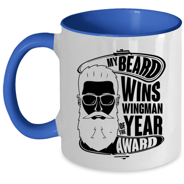 Cool Bearded Man Coffee Mug, My Beard Wins Wingman Of The Year Award Accent Mug