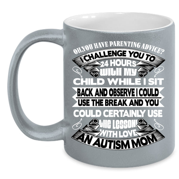 With Love An Autism Mom Coffee Mug, Awesome Mom Coffee Cup
