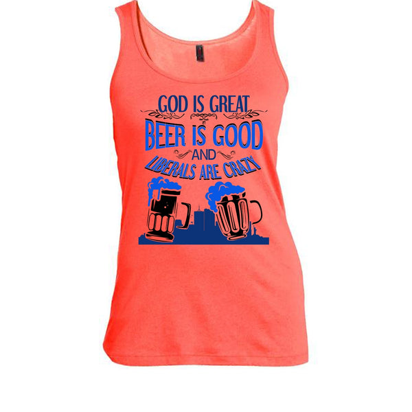 God Is Great T Shirt, Coolest Beer Drinker Tank Top