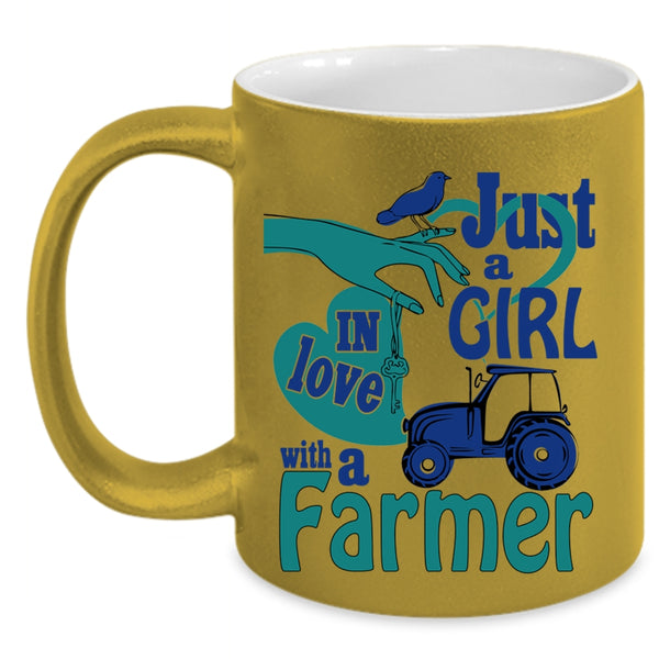 Cute Girls Coffee Mug, Just A Girl In Love With A Farmer Accent Mug