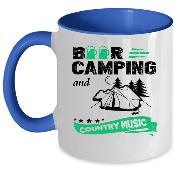 Funny Camping Coffee Mug, Beer Camping And Country Music Accent Mug