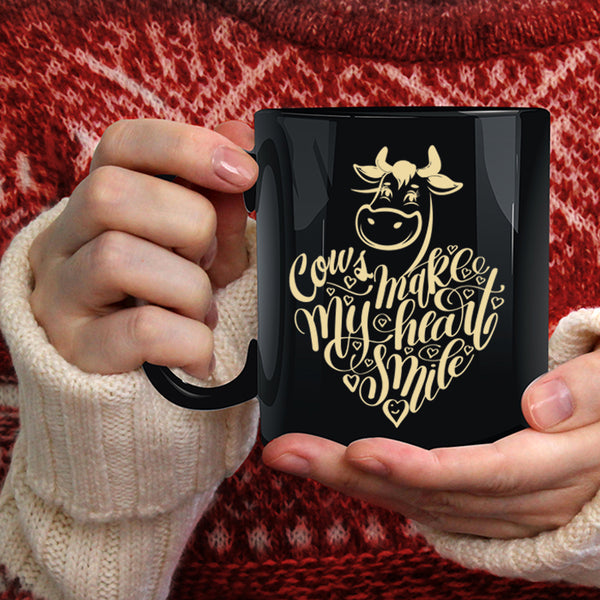 Cows Make My Heart Smile Coffee Mug, I Love Cows Coffee Cup