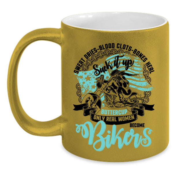Awesome Women Coffee Mug, Only Real Women Become Bikers Accent Mug
