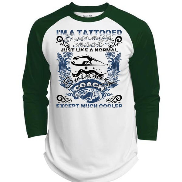 I'm A Tattooed Swimming Coach T Shirt, I Love Swimming T Shirt, Awesome T-Shirts  (Polyester Game Baseball Jersey)