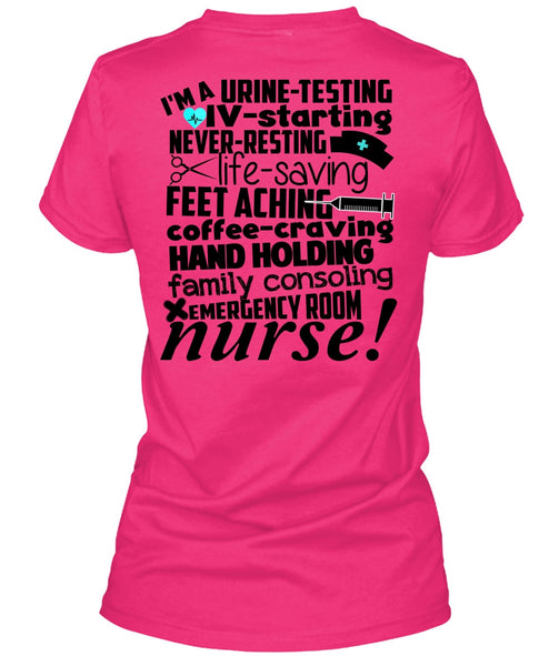 Emergency Room Nurse T Shirt, I Love Nursing T Shirt, Cool Shirt (Ladies LS Heather V-Neck)