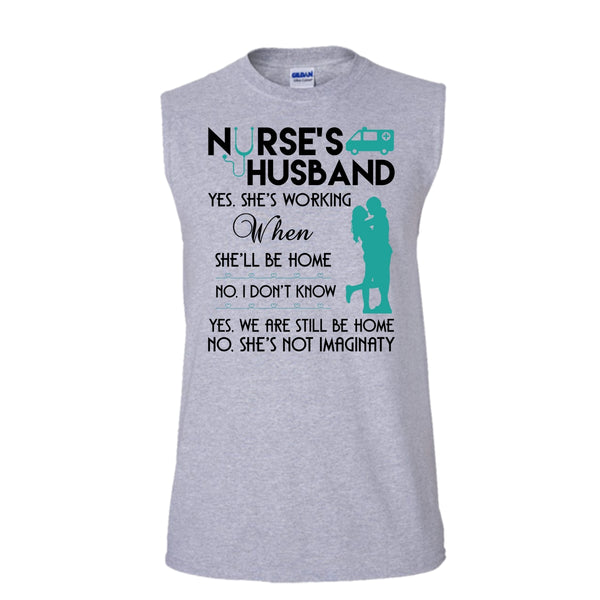 Nurse's Husband T Shirt, Coolest Nurse Wife T Shirt, Awesome t-shirts (Men's Cotton Sleeveless)