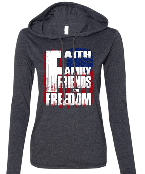 Faith Family Friends And Freedom T Shirt, Being A Veteran T Shirt (Anvil Ladies Ringspun Hooded)