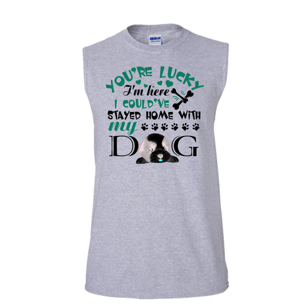 You're Lucky T Shirt, I'm A Dog Lover T Shirt, Awesome t-shirts (Men's Cotton Sleeveless)