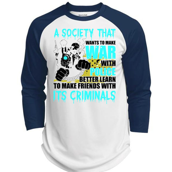 Wants To Make War With Police T Shirt, I Love Police T Shirt, Awesome T-Shirts  (Polyester Game Baseball Jersey)