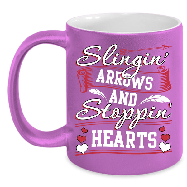 Slinging Arrows Coffee Mug, Stopping Heart Coffee Cup