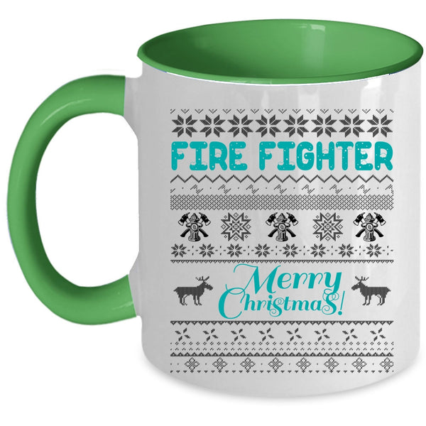 Merry Christmas Coffee Mug, Fire Fighter Accent Mug