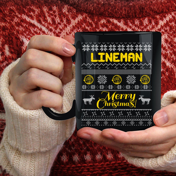 Lineman Coffee Mug, Merry Christmas Gift For Lineman Coffee Cup