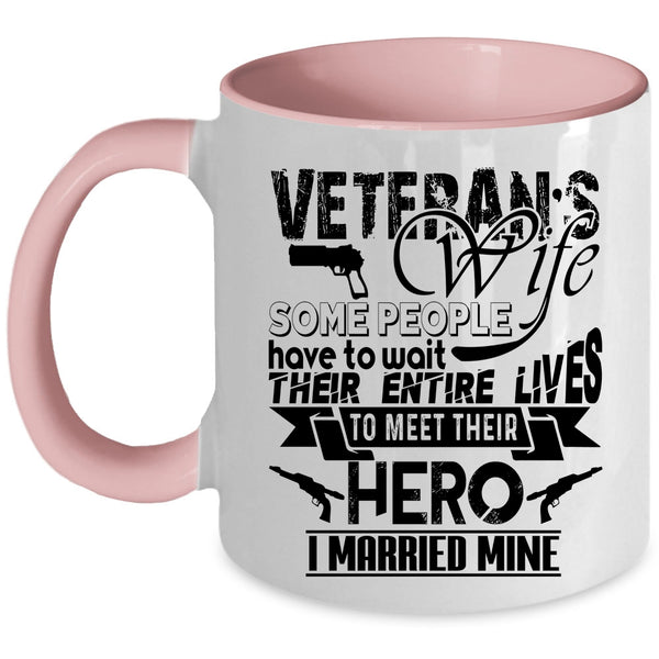 Cool Just Married Coffee Mug, Veteran's Wife Accent Mug