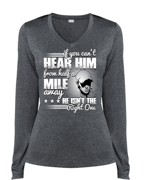 Half A Mile Away T Shirt, Being A Biker T Shirt, Cool Shirt (Ladies LS Heather V-Neck)