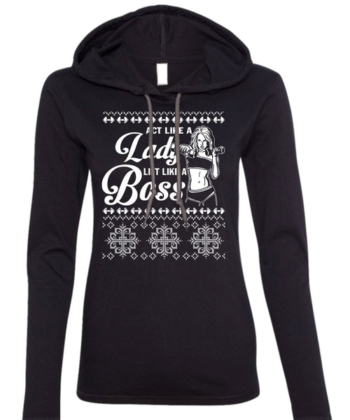 Active Like A Lady Lift Like A Boss T Shirt, This Girl Loves Christmas T Shirt (Anvil Ladies Ringspun Hooded)
