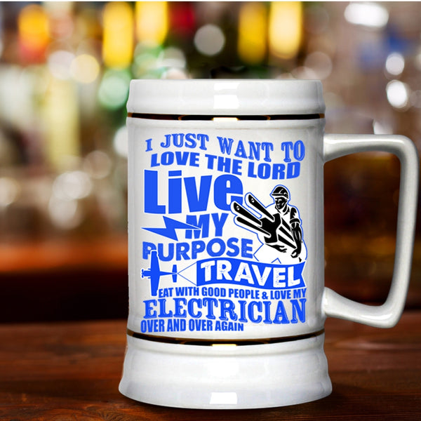 Funny Electricians Beer Stein 22oz, I Love My Electrician Over And Over Again Beer Mug