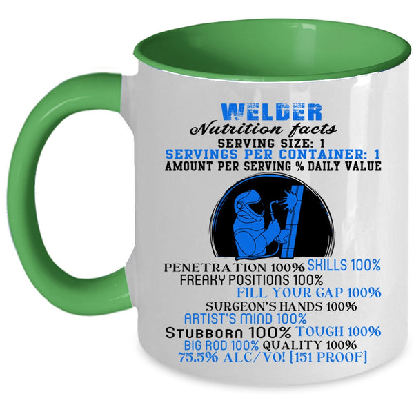 Funny Welding Coffee Mug, Welder Mutrition Facts Accent Mug