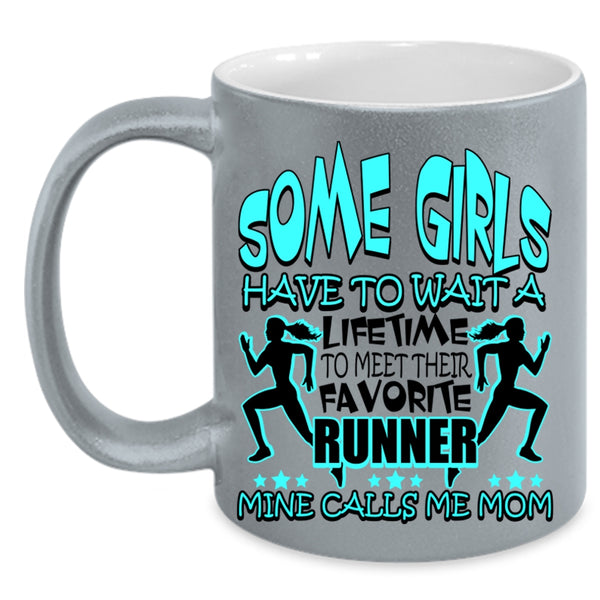 I Love Runner Coffee Mug, My Favorite Runner Calls Me Mom Accent Mug