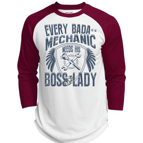 Mechanic Needs His Boss Lady T Shirt, I Love Mechanic T Shirt, Awesome T-Shirts  (Polyester Game Baseball Jersey)