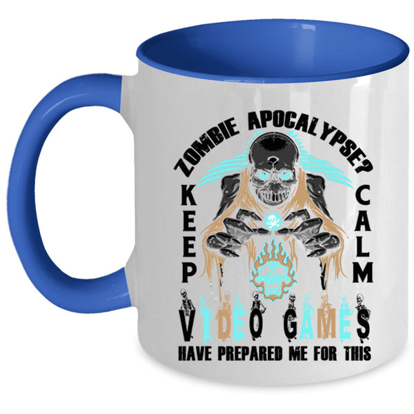 Keep Calm Video Games Coffee Mug, Zombie Apocalypse Accent Mug