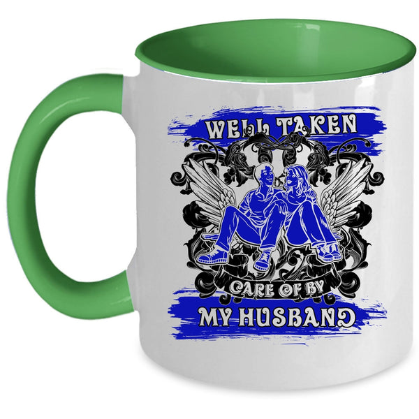 Awesome Wife Coffee Mug, Well Taken Care Of My Husband Accent Mug