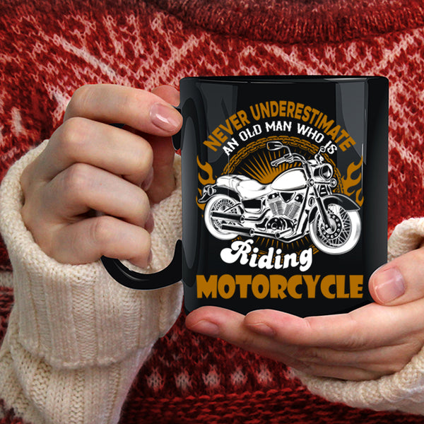 An Old Man Is Riding Motorcycle Coffee Mug, Cool Grandpa Coffee Cup