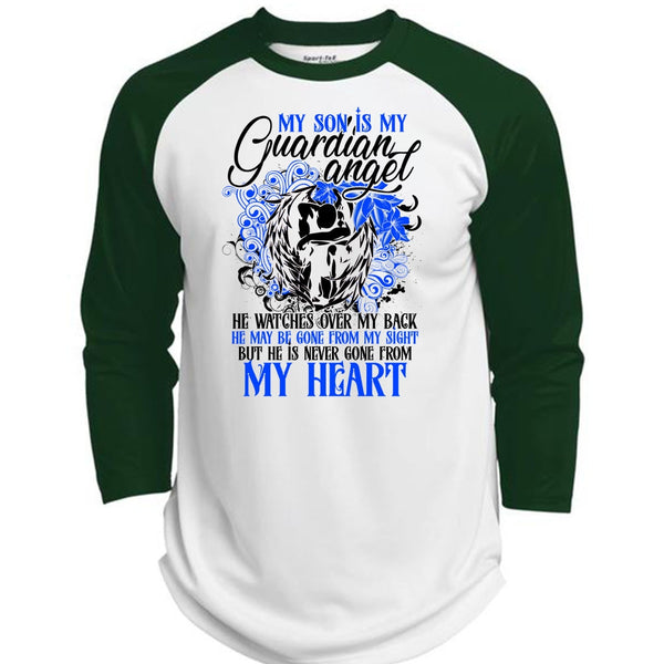 My Son Is My Guardian Angel T Shirt, I Love Son T Shirt, Awesome T-Shirts  (Polyester Game Baseball Jersey)