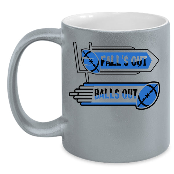 Funny Rugby Players Coffee Mug, Fall's Out Balls Out Accent Mug
