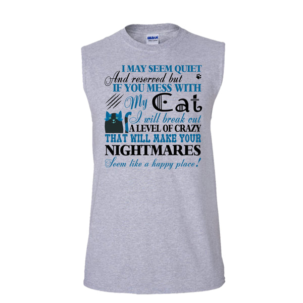 If You Mess With My Cat T Shirt, I Love My Cat T Shirt, Awesome t-shirts (Men's Cotton Sleeveless)