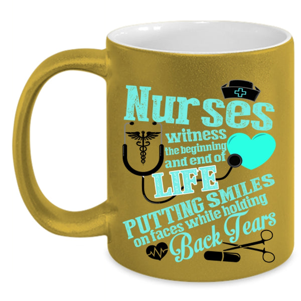 Cute Nurses Coffee Mug, Nurses Witness The Beginning Accent Mug
