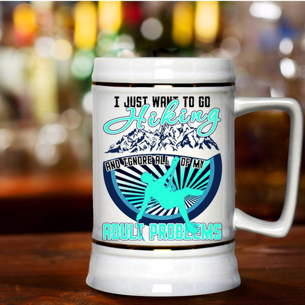 I Love Hiking Beer Stein 22oz, I Just Want To Go Hiking Beer Mug