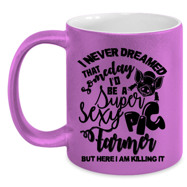 I Love Pigs Coffee Mug, I'd Be A Pig Farmer Accent Mug