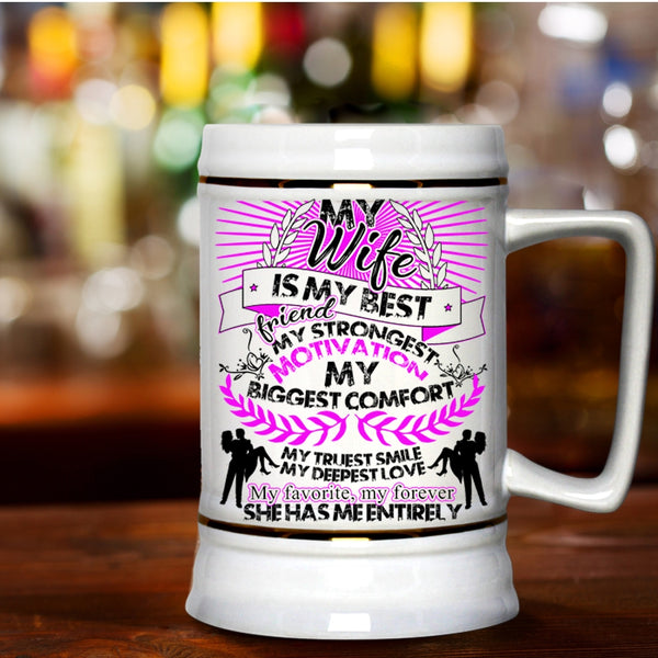 My Favorite My Forever Beer Stein 22oz, My Wife Is My Best Friend Beer Mug