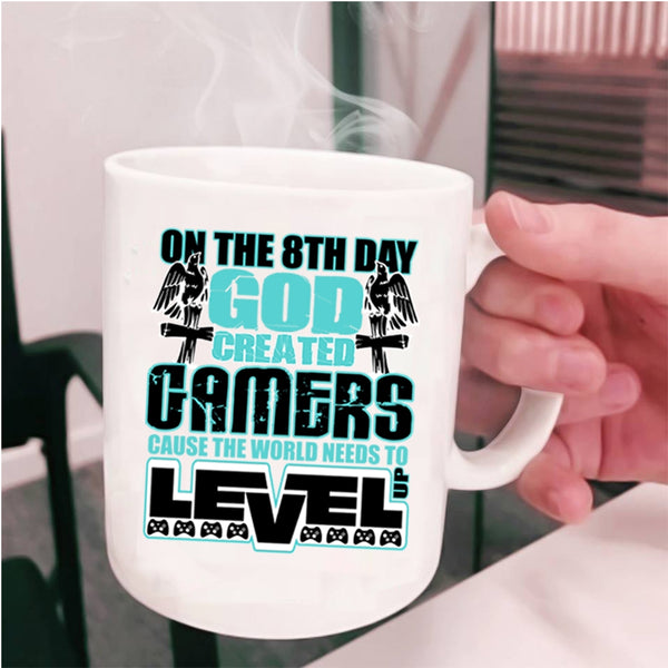 Awesome Gamers Coffee Mug, On The 8th Day God Created Gamers Cup