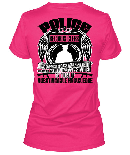 Police Records Clerk T Shirt, I Love Police T Shirt