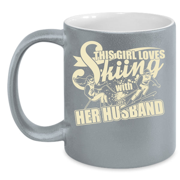 This Girl Loves Skiing With Her Husband Coffee Mug, Cute Couple Coffee Cup