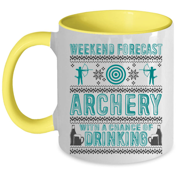 Chance Of Drinking Coffee Mug, Weekend Forecast Archery Accent Mug