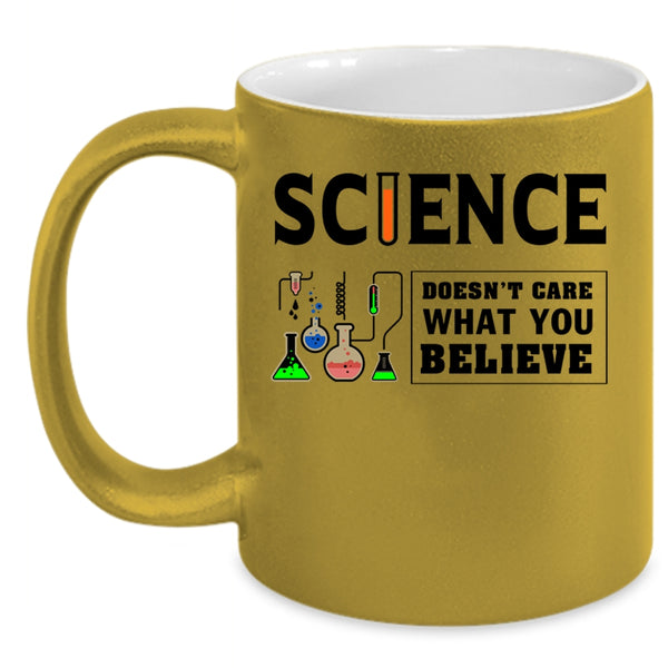 Doesn't Care What You Believe Coffee Mug, Science Accent Mug