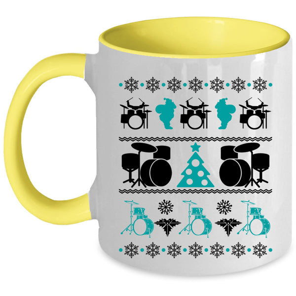Ugly Christmas Coffee Mug, Cute Drummer Accent Mug