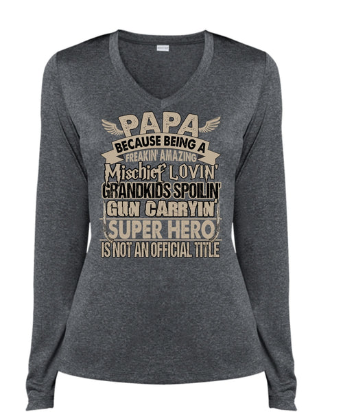 Loving Grandkids Spoiling T Shirt, Being A Papa T Shirt, Cool Shirt (Ladies LS Heather V-Neck)