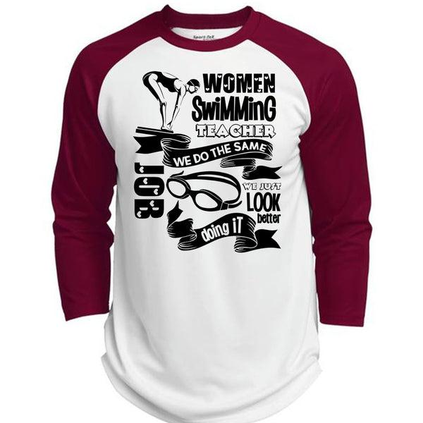 Women Swimming Teacher T Shirt, I Love Swimming T Shirt, Awesome T-Shirts  (Polyester Game Baseball Jersey)