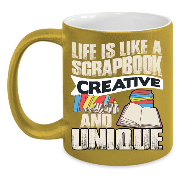 Life Is Like A Scrapbook Creative Coffee Mug, Cool Books Coffee Cup